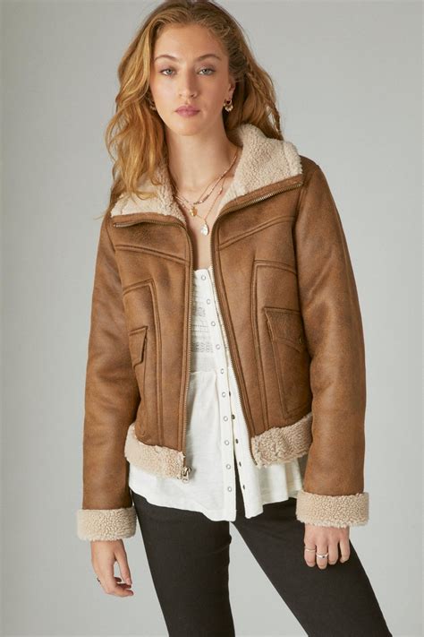 Oversized suede shearling jacket Dark brown/tobacco .